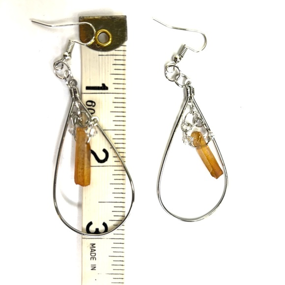 Handmade Crystal and Quartz Drop Dangle Earrings - Picture 2 of 3